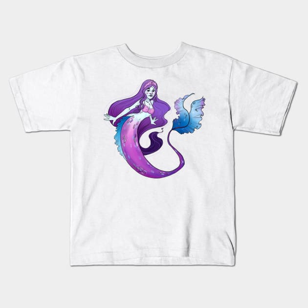 Purple Mermaid Kids T-Shirt by Lynn S